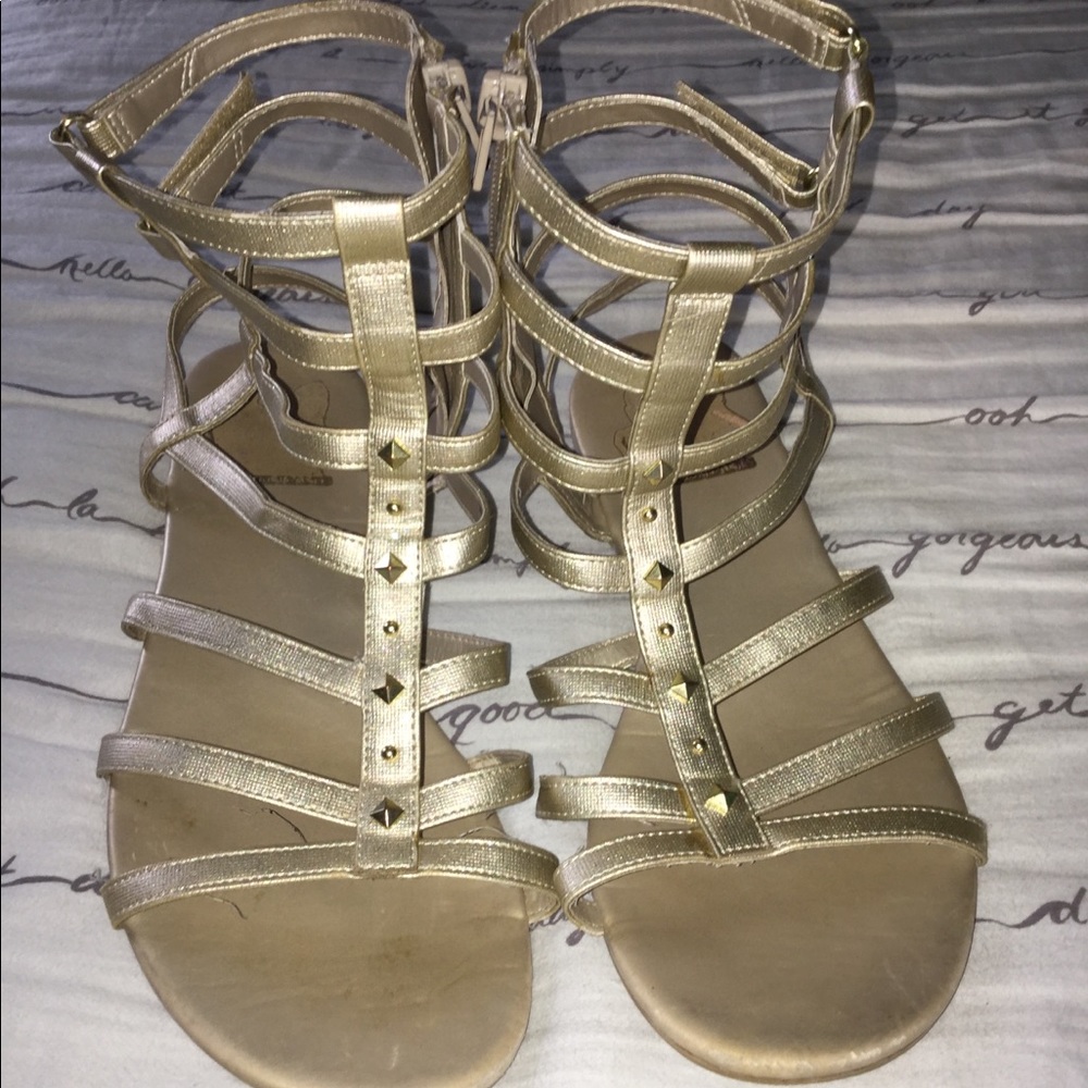 Gold ankle high sandals